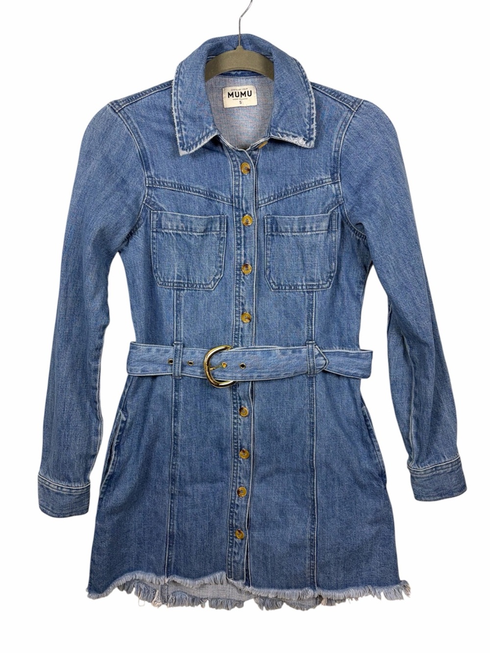 Show Me Your Mumu Durango Belted Denim Mini Dress Small Western